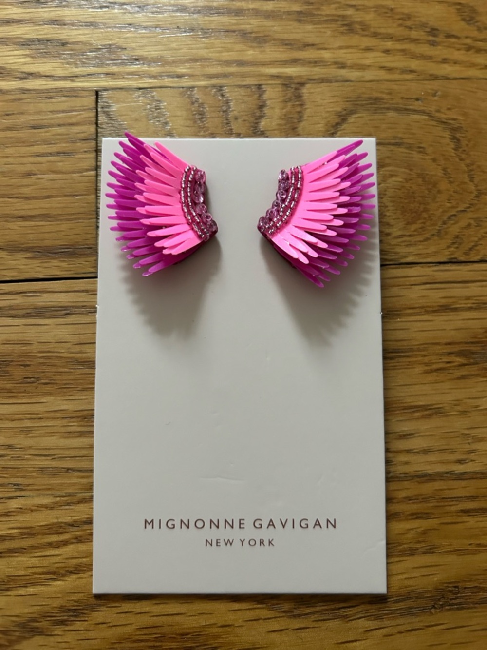 Mignonne Gavigan Madeline Mini Wing Earrings Hot Pink -EUC